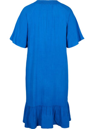 Robe en viscose à manches courtes et col en V, Classic Blue, Packshot image number 1