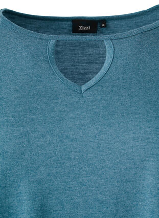 Gemêleerde blouse met lange mouwen, Legion Blue Mel., Packshot image number 3