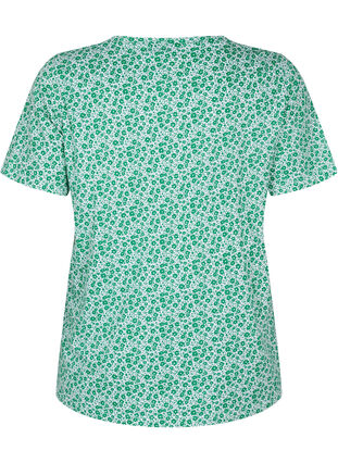 Gebloemd katoenen t-shirt met v-hals, Jolly Green AOP, Packshot image number 1