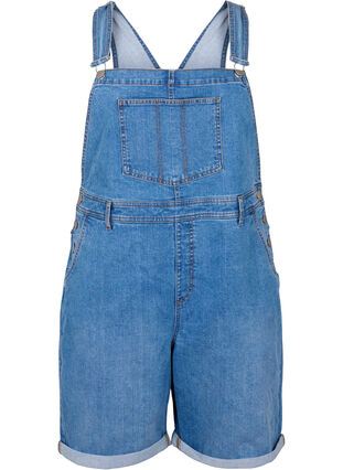 Salopettes shorts en jean, Light blue denim, Packshot image number 0