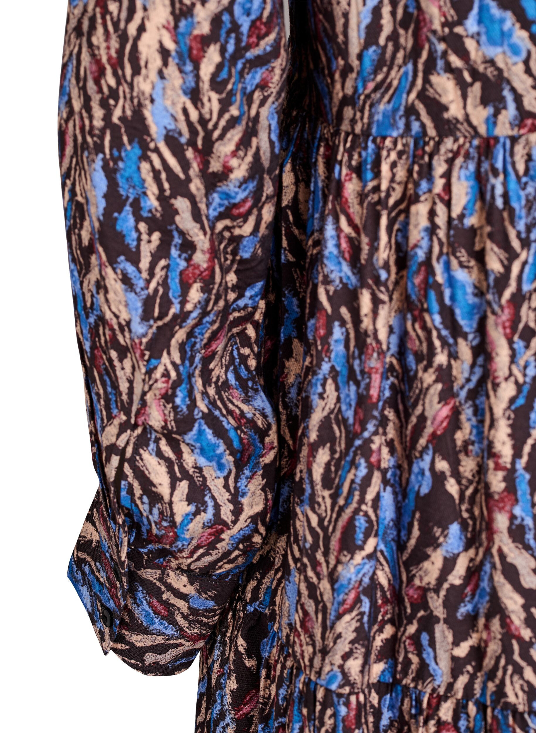 ZizziA-lijn jurk met rucheskraag, Blauw, Packshot image number 3