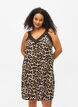 Spaghetti-jurk van viscose met kant, Leopard, Model image number 0