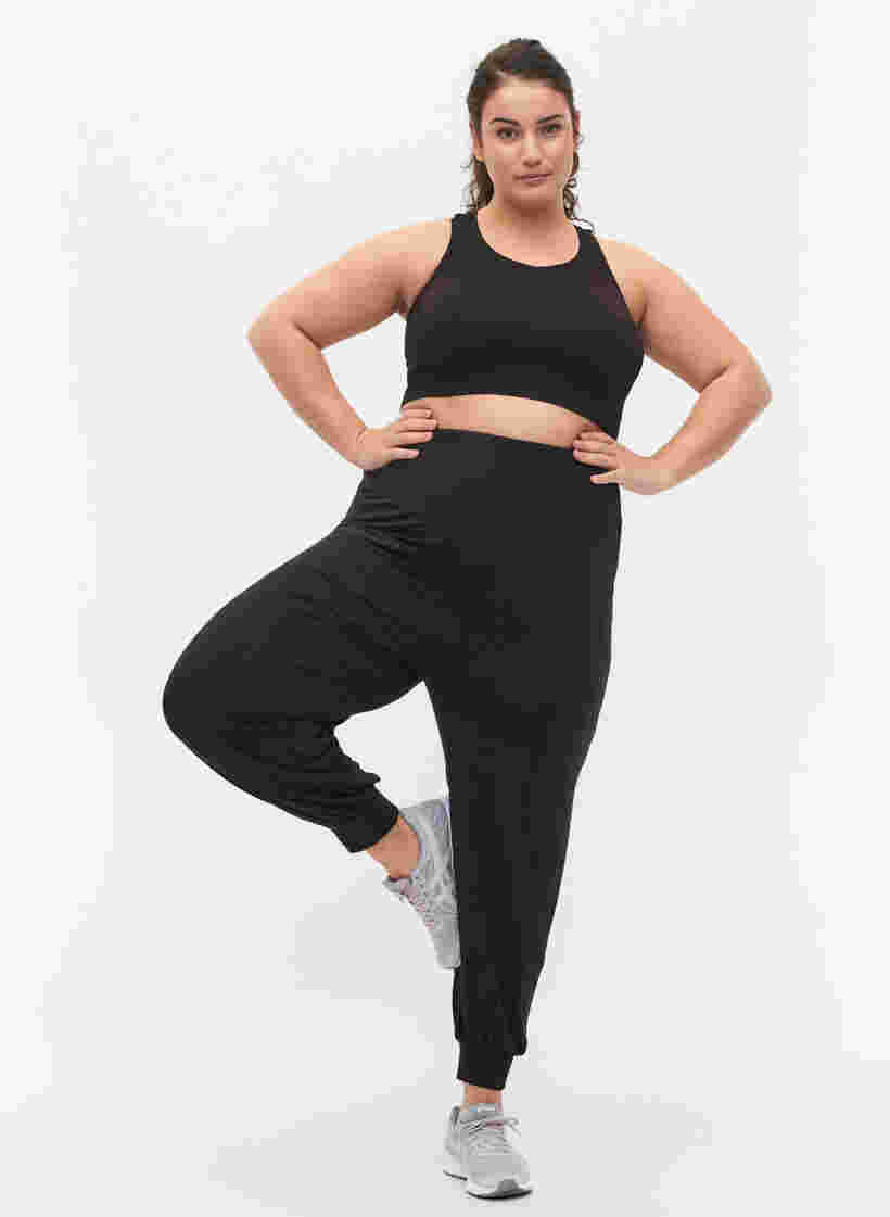 Pantalon de sport ample en viscose, Black, Model image number 2