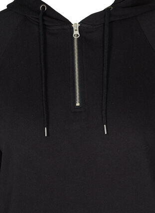 Robe pull à manches longues avec capuche et poche, Black, Packshot image number 2