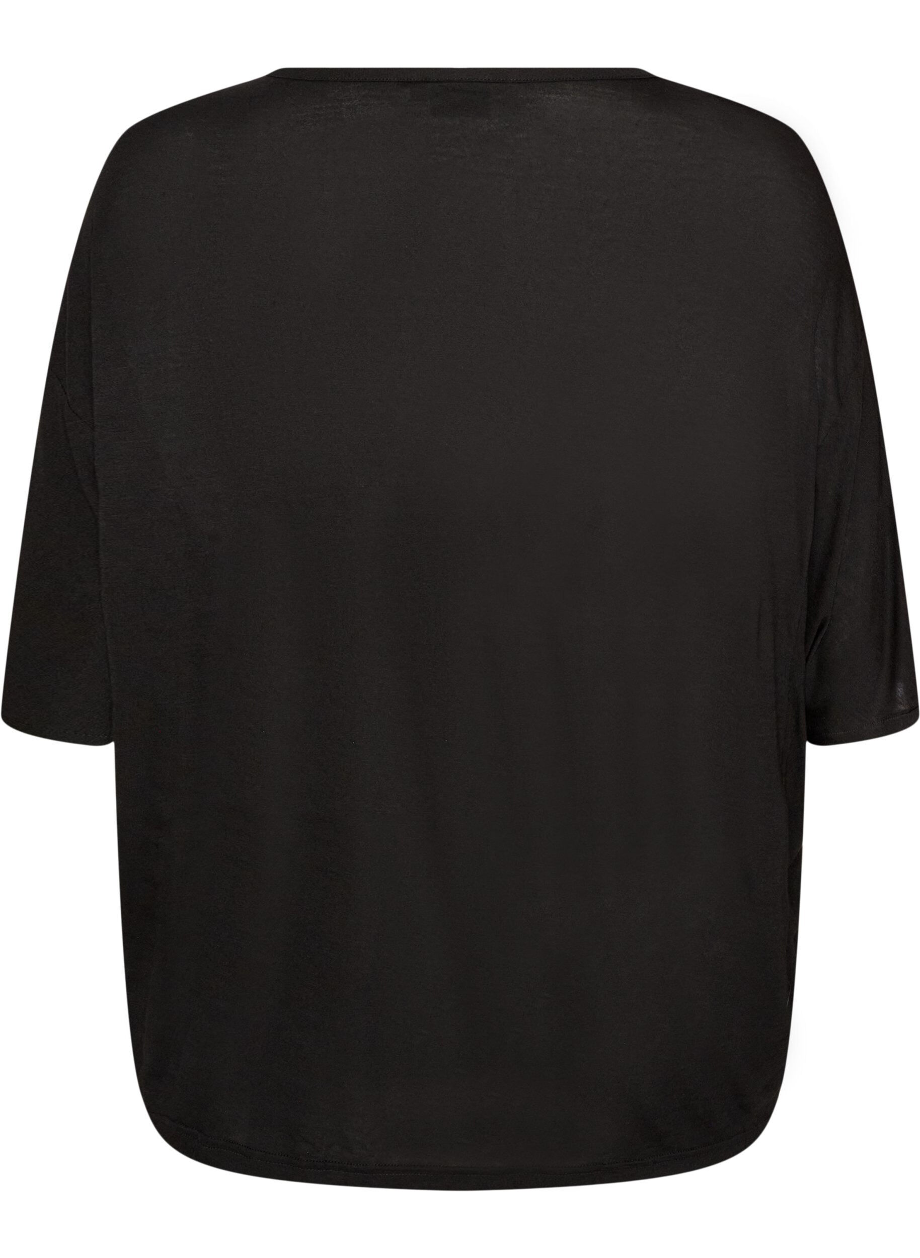 ZizziT-shirt ample en jersey de viscose, Noir, Packshot image number 1