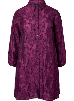 Lange jacquard shirt, Dark Purple, Packshot image number 0