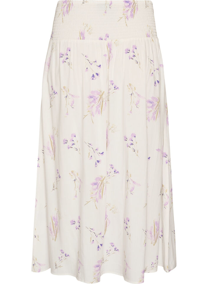 Viscose maxi-rok met smock, Wit, Packshot image number 1