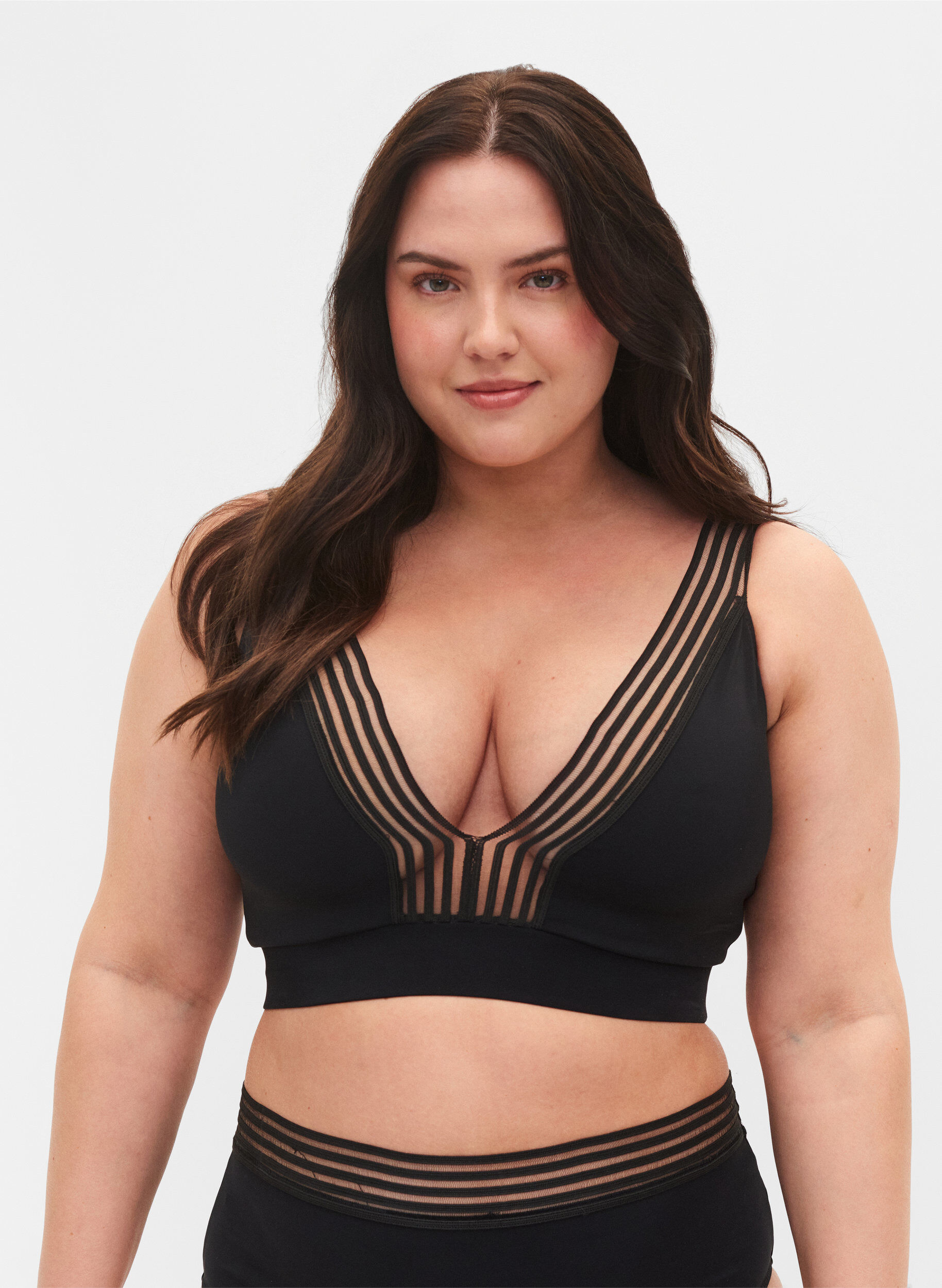 ZizziBikini top met mesh, Black, Model image number 0