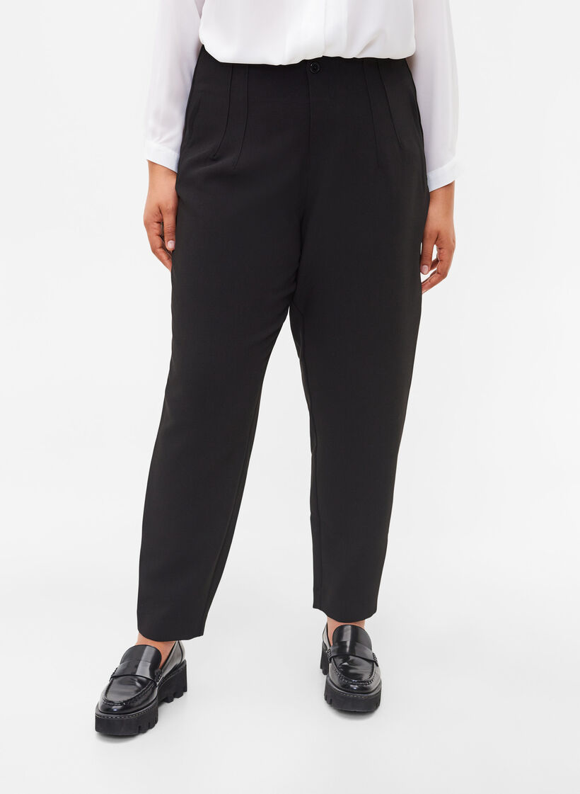 Pantalon classique taille haute, Noir, Model image number 2
