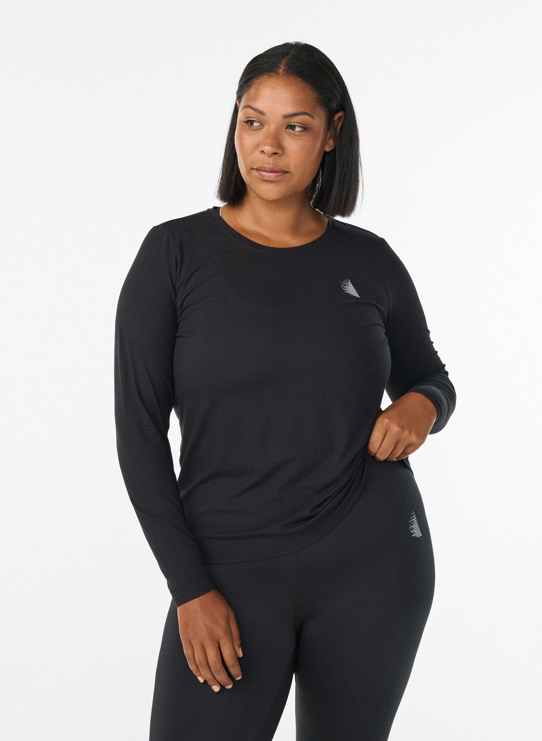 Sportblouse met lange mouwen, Zwart, Model