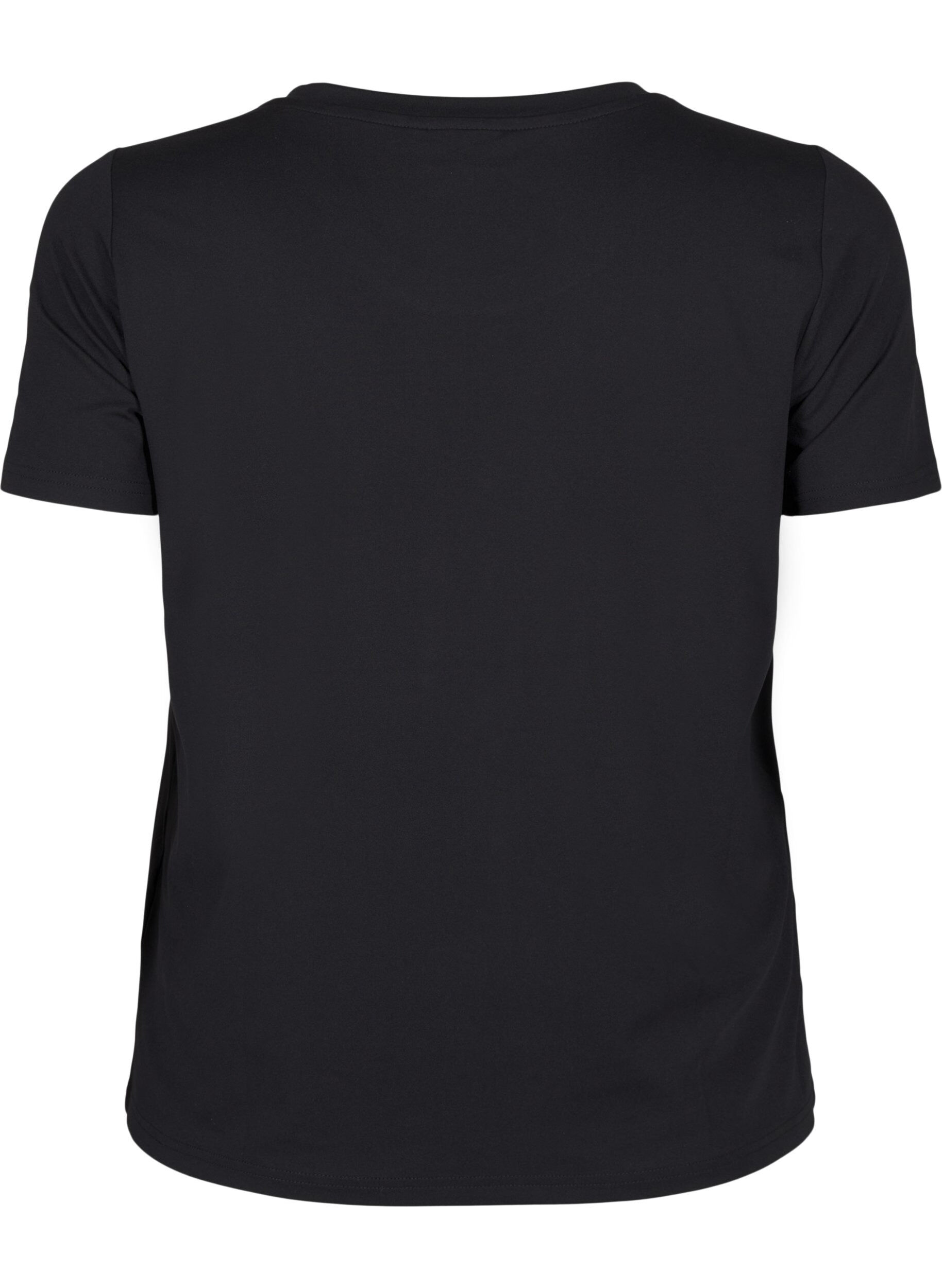 Zizzi T-shirt d'entra&icirc;nement avec coupe &eacute;troite et col rond, Black, Packshot image number 1