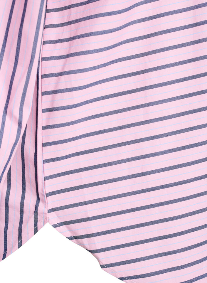Gestreept shirt met een klassieke kraag en lange mouwen, Roze, Packshot image number 3