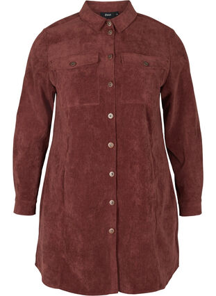 Robe en velours avec boutons, Brown ASS, Packshot image number 0