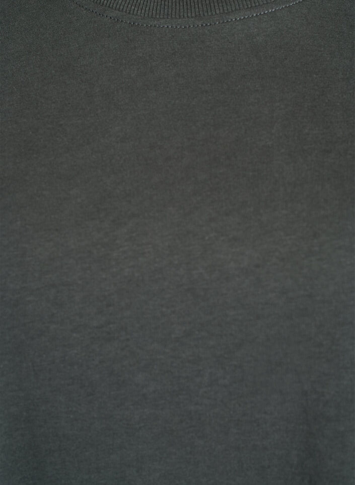 T-shirt basique en coton &agrave; col rond, Vert fonc&eacute;, Packshot image number 2