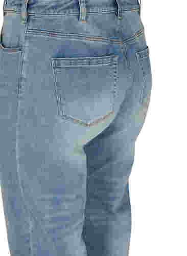 7/8 jeans met ruwe randjes en hoge taille, Light blue denim, Packshot image number 3