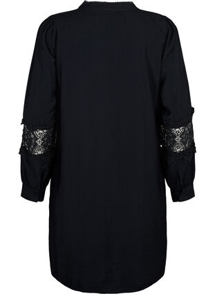 Viscose jurk met gehaakte details, Black, Packshot image number 1