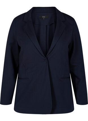 Basic blazer met knoop en sierzakken, Night Sky, Packshot image number 0