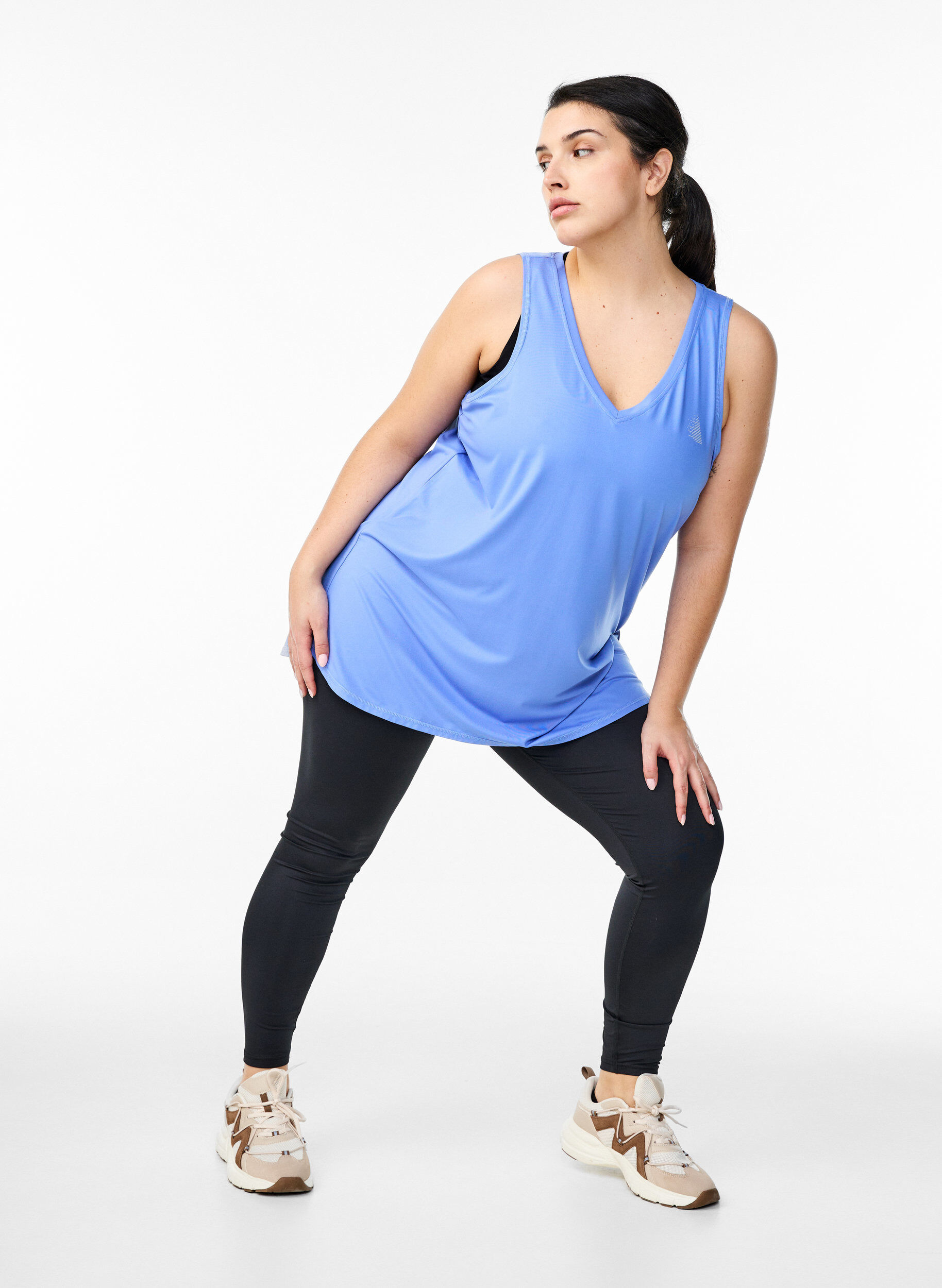 ZizziWorkout top met V-hals, Blauw, Model image number 1