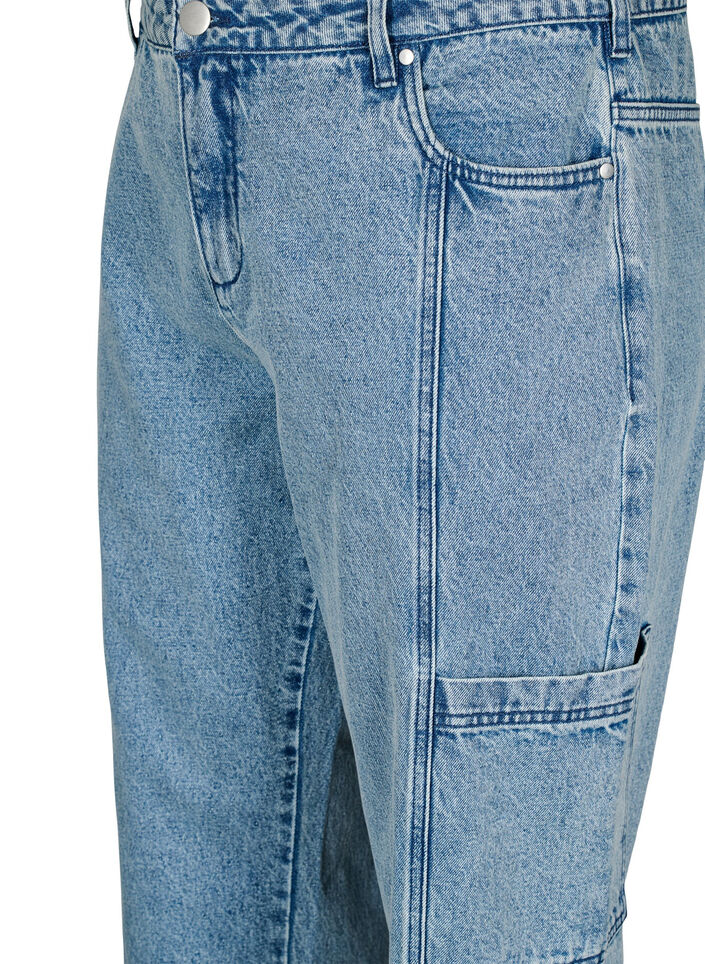 Jeans cargo taille haute, Bleu Clair, Packshot image number 2