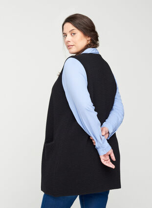Gilet tricoté avec poches, Black, Model image number 1