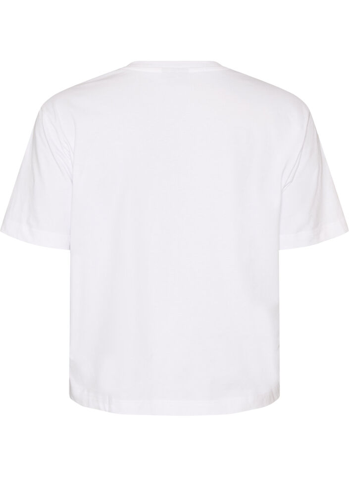 T-shirt coupe boxy en coton, Blanc, Packshot image number 1