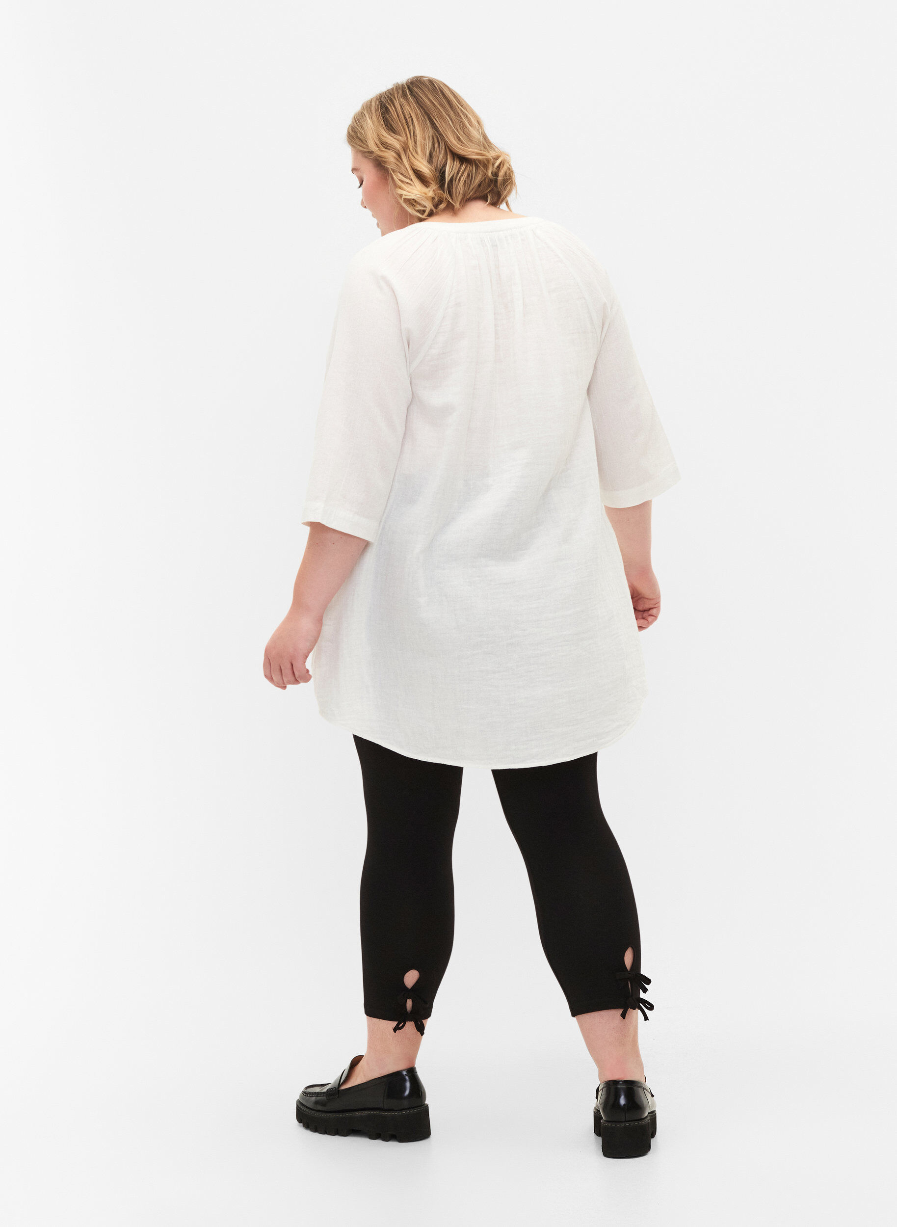 Zizzi3/4 legging in viscose met strik, Black, Model image number 1