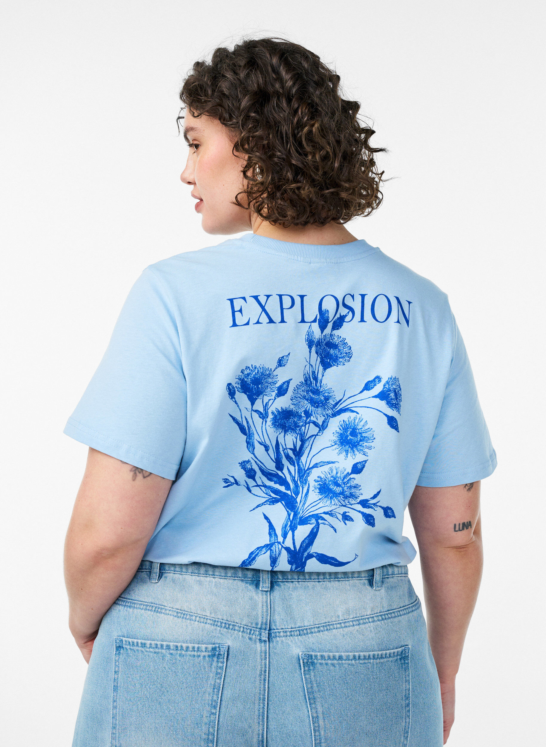 ZizziT-shirt en coton avec imprim&eacute;, Bleu Clair, Model image number 2