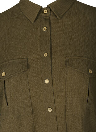 Gestructureerde blouse met borstzakken, Dark Green ASS, Packshot image number 2
