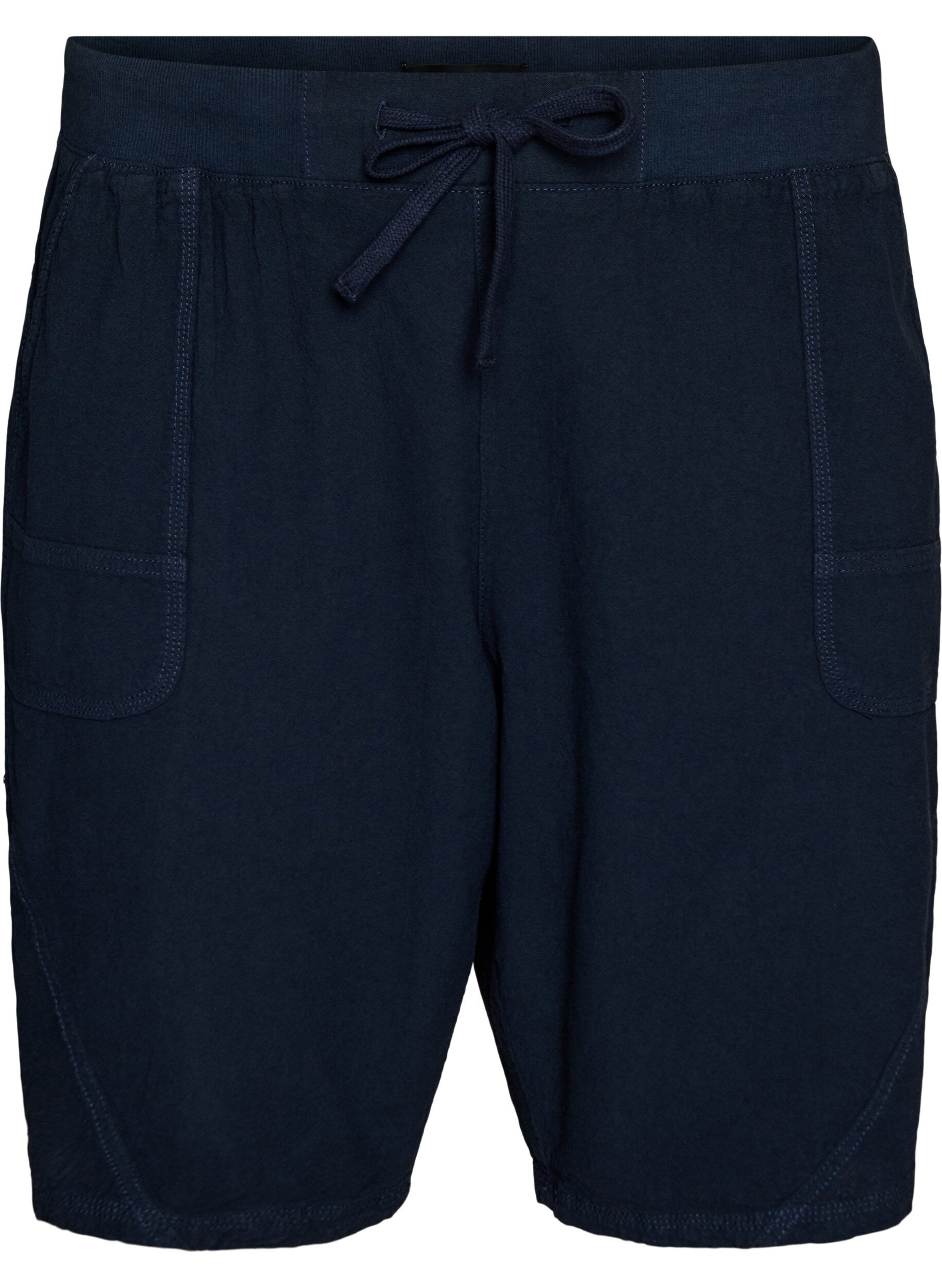 Zizzi Short en coton ample avec poches, Bleu, Packshot image number 0