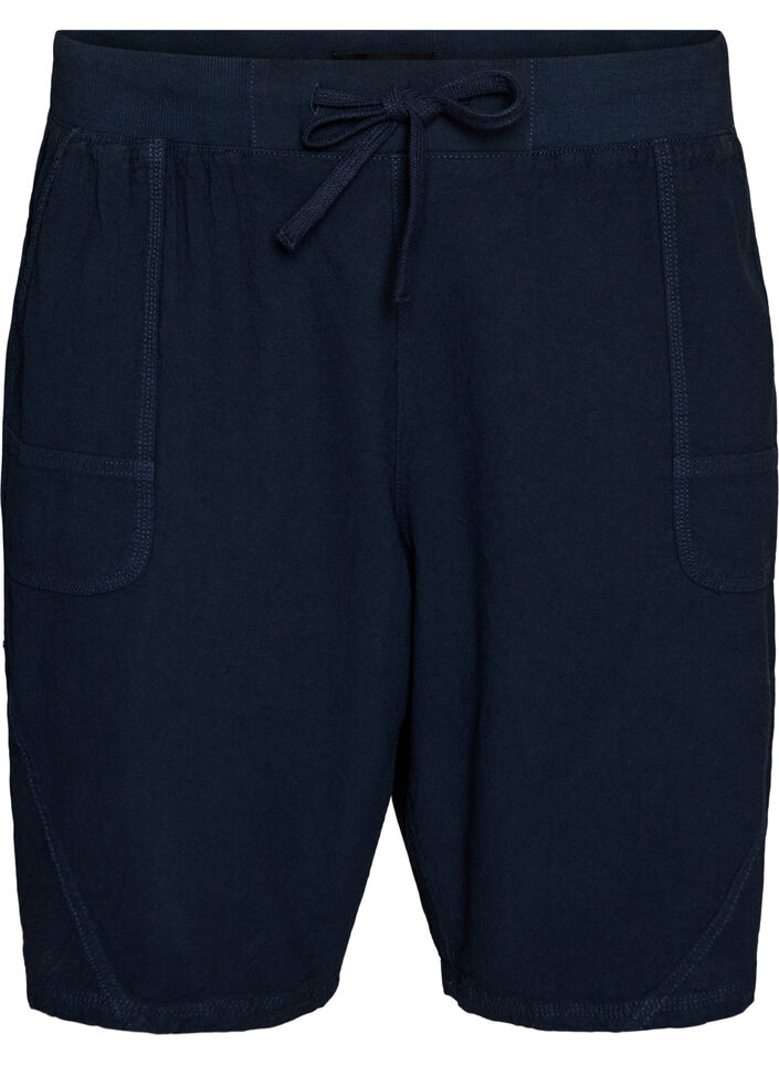 Short en coton ample avec poches, Bleu, Packshot image number 0