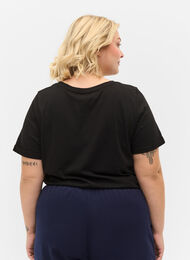 T-shirt en coton basique, Black, Model
