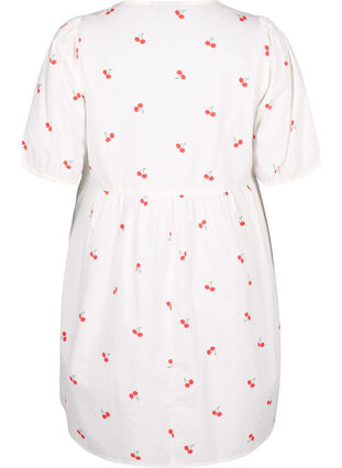 Robe en trapèze avec imprimé cerise, B. White/Cherry, Packshot image number 1