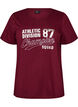 T-shirt en coton bio avec un imprim&eacute; texte sportif, Bordeaux, Packshot image number 0