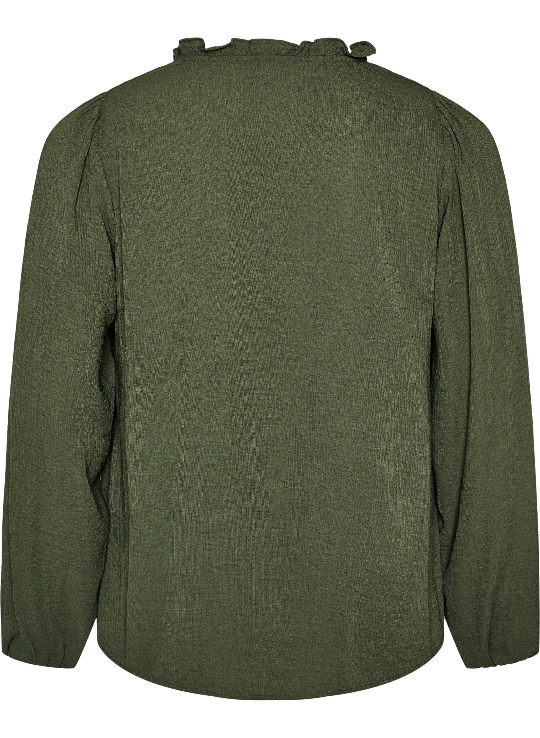 ZizziBlouse met V-hals en gehaakte sierband, Groen, Packshot image number 1