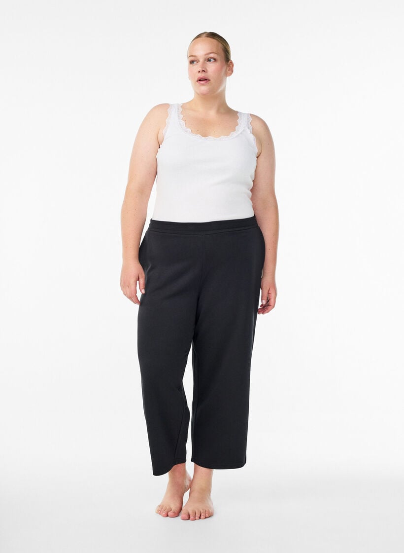7/8-broek van modalmix met zakken, Zwart, Model image number 0