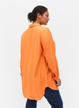 Lange blouse in viscose, Celosia Orange, Model image number 1