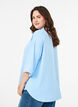 Losse shirt met een V-hals en 3/4 mouwen, Blauw, Model image number 2
