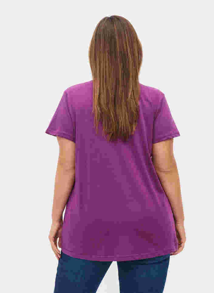 T-shirt à manches courtes avec col en V et résille, Gloxinia, Model image number 1