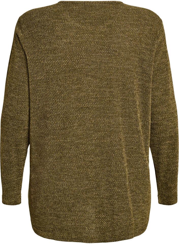 Blouse &agrave; manches longues avec texture, Vert, Packshot image number 1