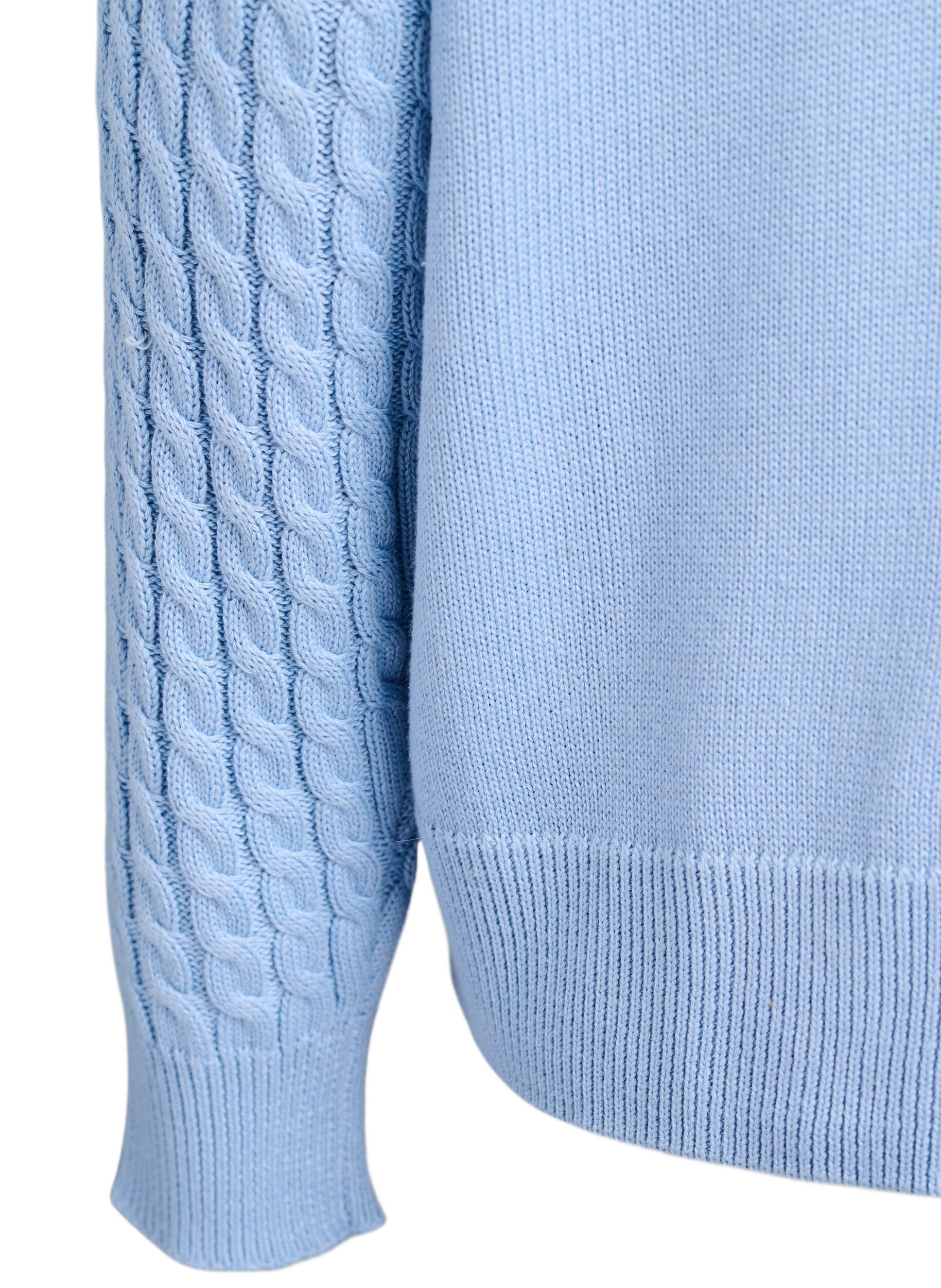 ZizziKabelgebreid vest met gouden knopen, Blauw, Packshot image number 3