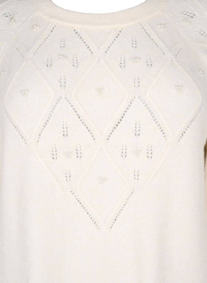 Gebreide jurk met patroon en kralen, Birch Mel., Packshot image number 2