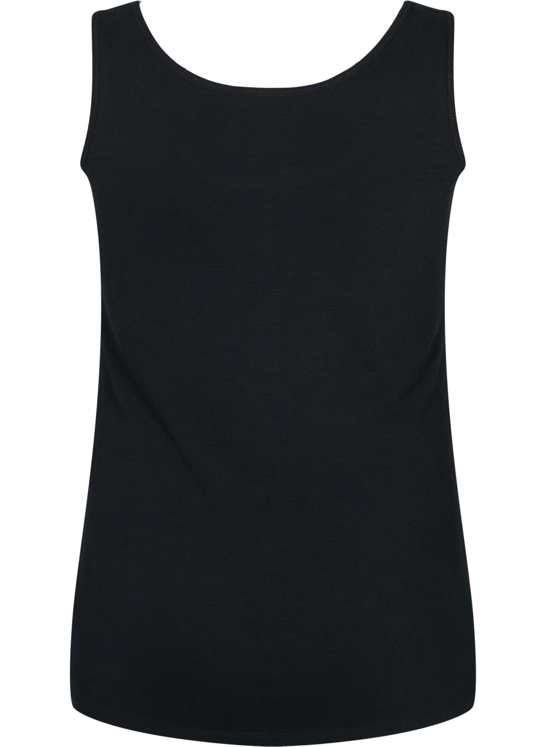ZizziEffen gekleurd basic top in katoen, Zwart, Packshot image number 1