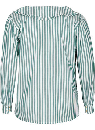 Gestreepte blouse in katoen, Green Stripe , Packshot image number 1