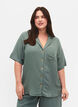 Overhemd van viscose met korte mouwen, Balsam Green, Model image number 0