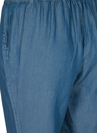 Losse lyocell capri broek, Medium Blue Denim, Packshot image number 3