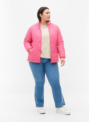 Veste matelassée avec fermeture éclair et poches, Hot Pink, Model image number 2