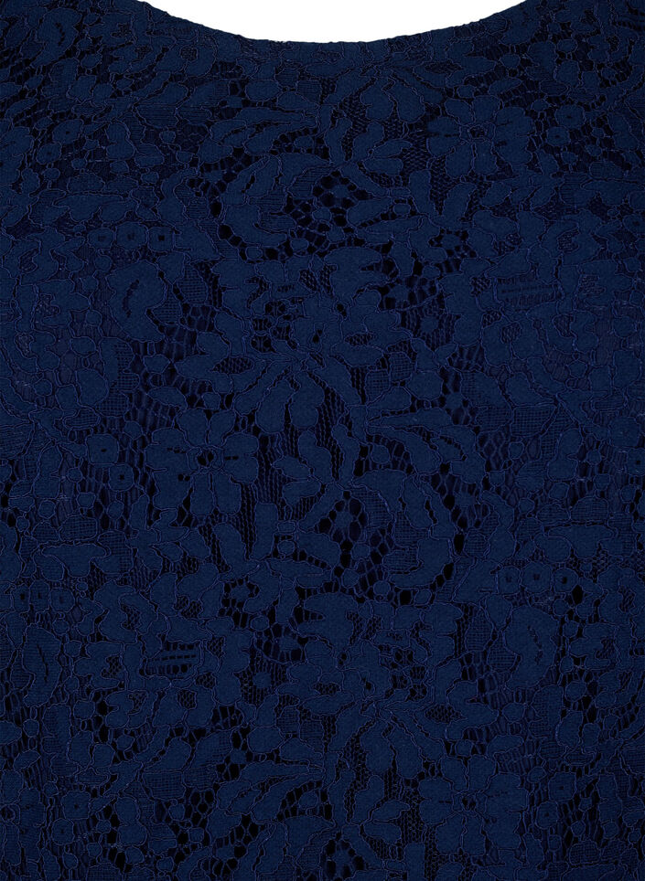 Kanten blouse met lange mouwen, Navy Blazer, Packshot image number 2