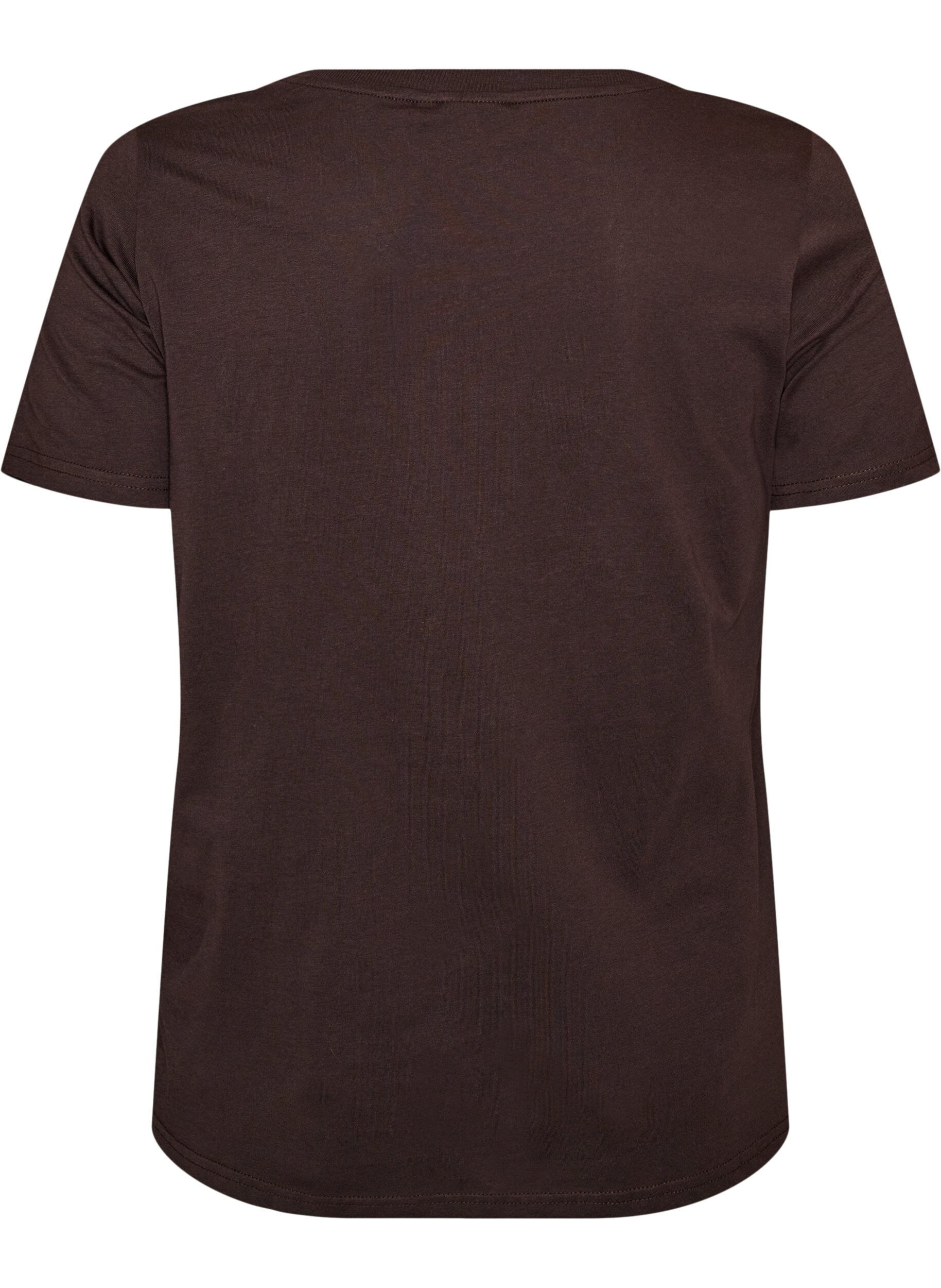ZizziT-shirt en coton avec imprim&eacute; chat et col rond, Marron, Packshot image number 1