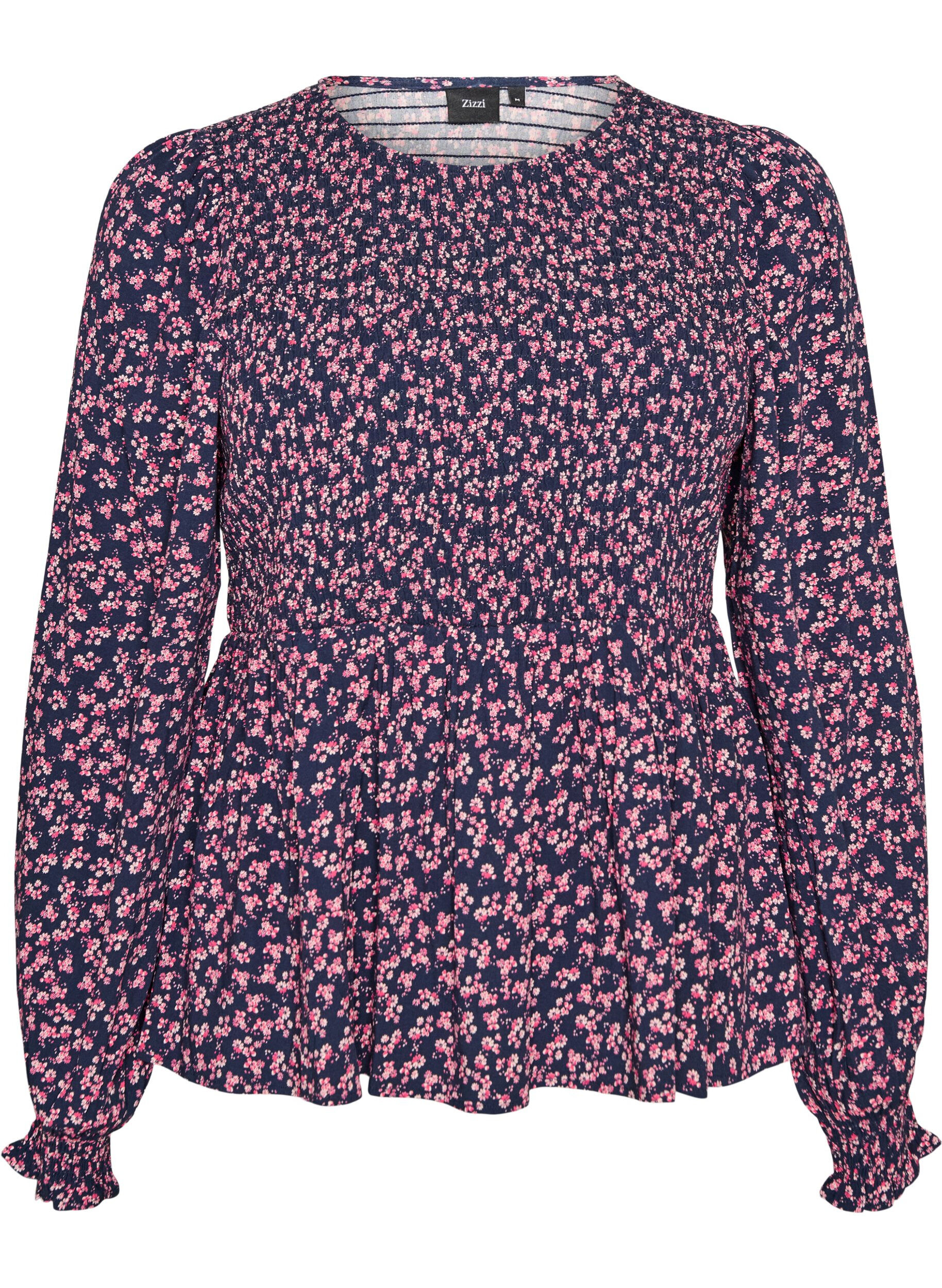 Blouse met gesmokte top en bloemenprint