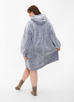 Robe en peluche surdimensionnée avec poche, Grey Melange, Model image number 1